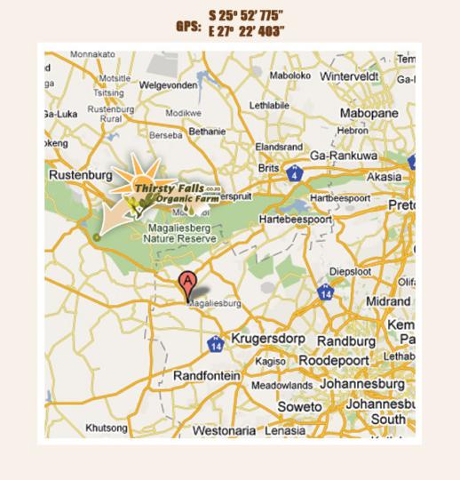 Map Thirsty Falls Nature Retreat in Magaliesburg  West Rand  Gauteng  Suid-Afrika