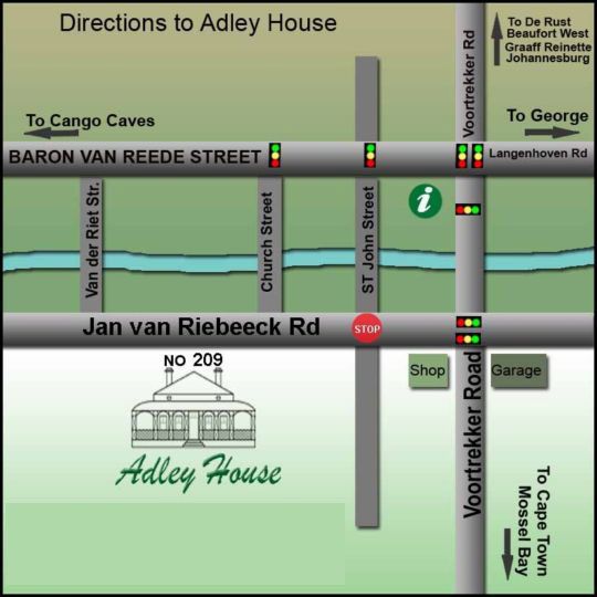 Map Adley House in Oudtshoorn  Klein Karoo  Western Cape  Südafrika