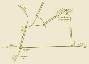 Map St. Andrews Exclusive Guesthouse in Klerksdorp  Southern (NW)  North West  South Africa