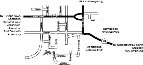 Map Kingfisher Guest House  in Graaff-Reinet  Cacadu (Sarah Baartman)  Eastern Cape  Suid-Afrika