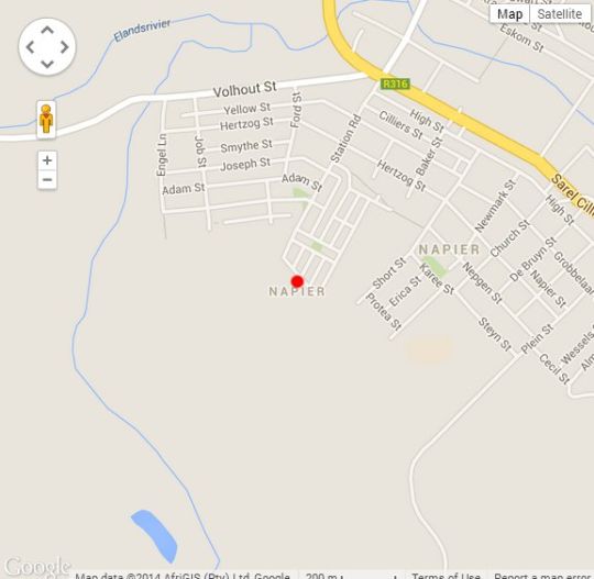 Map Das Steinhaus in Napier  Overberg  Western Cape  Suid-Afrika