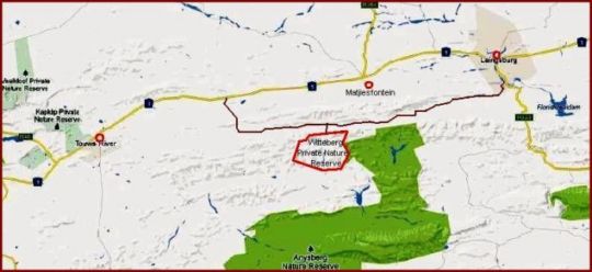Map Witteberg Nature Reserve in Laingsburg  Karoo  Western Cape  South Africa