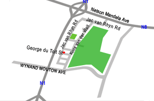 Map Duinerus Selfcatering Accommodation in Bloemfontein  Mangaung  Free State  Afrique du Sud