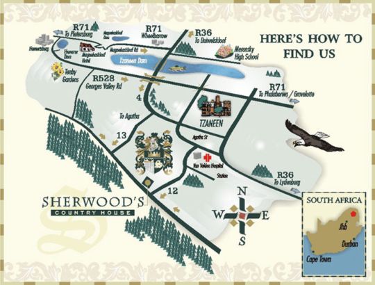 Map Sherwood\'s Country House in Tzaneen  Valley of the Olifants  Limpopo  Afrique du Sud
