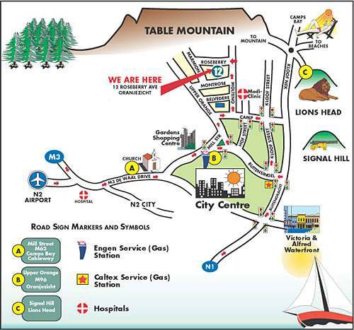 Map Redbourne Hilldrop in Oranjezicht  City Bowl  Le Cap  Western Cape  Afrique du Sud
