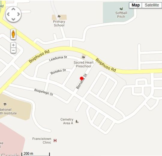 Map New Earth Guest Lodge  in Francistown  Botswana