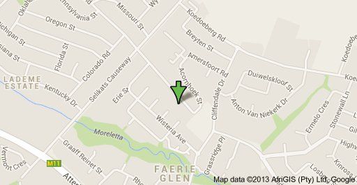 Map Corinne\'s Place in Faerie Glen  Pretoria East  Pretoria / Tshwane  Gauteng  Afrique du Sud