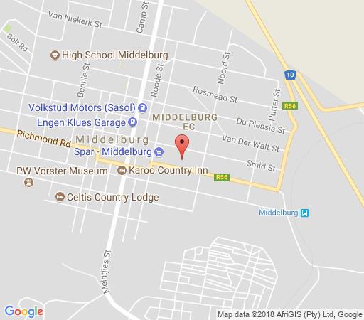 Map Desert Inn Guest House in Middelburg (EC)  Stormberg District  Eastern Cape  Südafrika