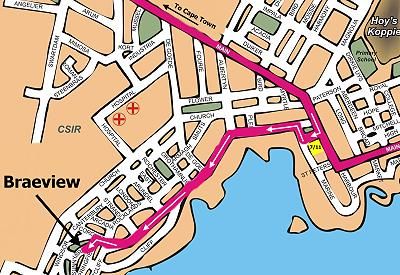 Map Braeview Guesthouse in Hermanus  Overberg  Western Cape  Zuid-Afrika