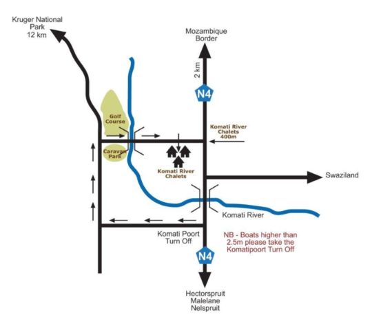 Map Komati River Chalets in Komatipoort  Lowveld  Mpumalanga  Südafrika