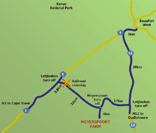 Map Meyerspoort Farm in Beaufort West  Karoo  Western Cape  Südafrika