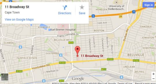 Map  Broadway Guest House in Bellville  Northern Suburbs (CPT)  Kapstadt  Western Cape  Südafrika