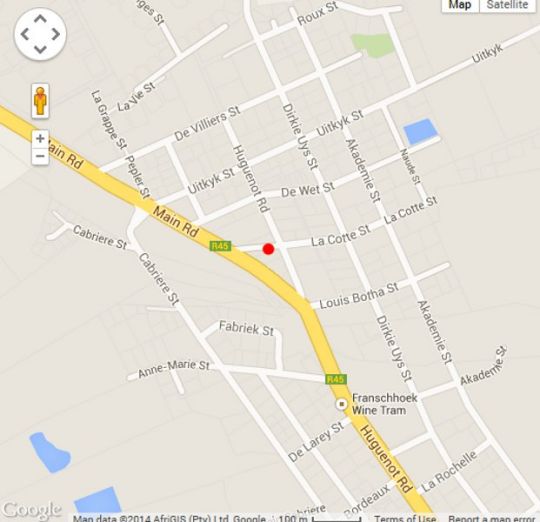 Map Auberge Daniella in Franschhoek  Cape Winelands  Western Cape  Südafrika