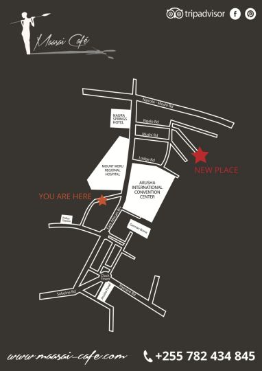 Map Maasai Café in Arusha  Tanzania