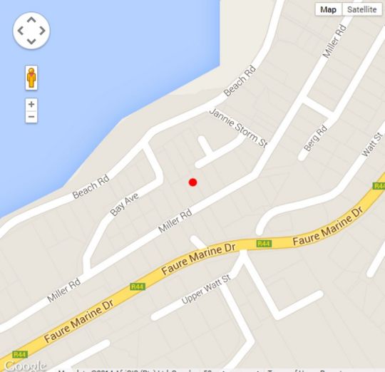 Map 102 Miller Street in Gordon's Bay  Helderberg  Western Cape  Suid-Afrika