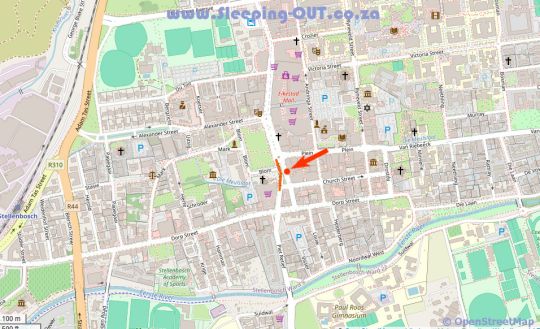 Map de Oude Meul Guest House in Stellenbosch  Cape Winelands  Western Cape  Afrique du Sud