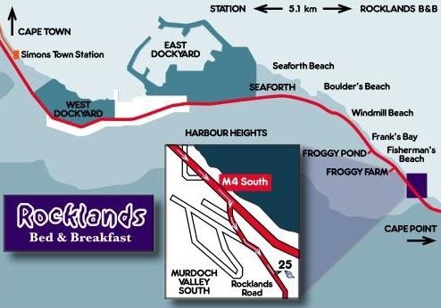 Map Rocklands Seaside B&B in Simon's Town  False Bay  Le Cap  Western Cape  Afrique du Sud
