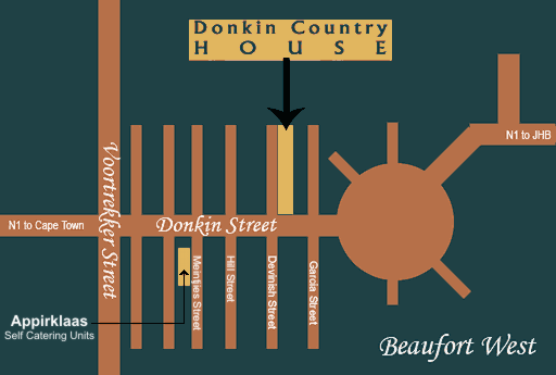 Map Appirklaas Self-Catering Units in Beaufort West  Karoo  Western Cape  Afrique du Sud