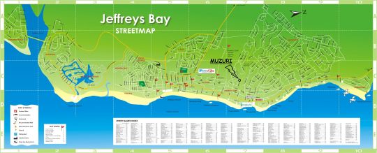 Map Muzuri  in Jeffreys Bay  Cacadu (Sarah Baartman)  Eastern Cape  Zuid-Afrika