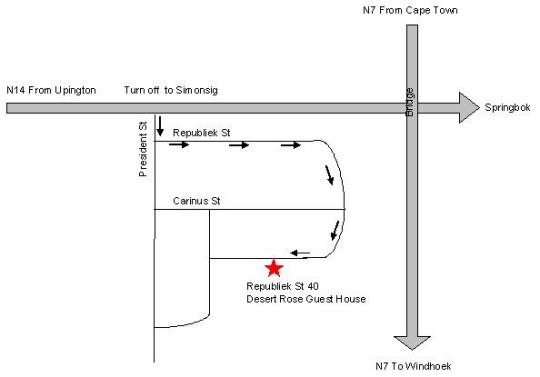 Map Desert Rose Guest House in Springbok  Namakwaland  Northern Cape  South Africa
