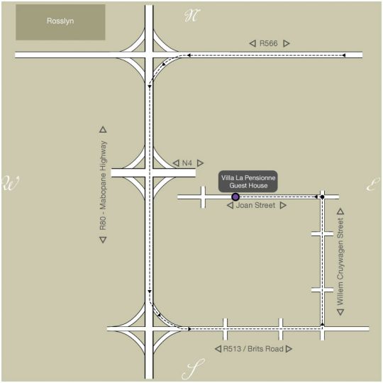 Map Villa La Pensionne Guest House in Akasia  Pretoria North  Pretoria / Tshwane  Gauteng  Suid-Afrika