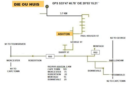 Map Die Ou Huis in Ashton  Breede River Valley  Western Cape  Zuid-Afrika