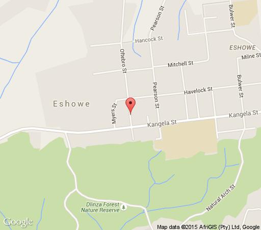 Map Dlinza Forest Accommodation in Eshowe  Zululand  KwaZulu Natal  Zuid-Afrika