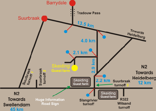 Map Skeiding Guest Farm in Heidelberg (WC)  Overberg  Western Cape  Suid-Afrika