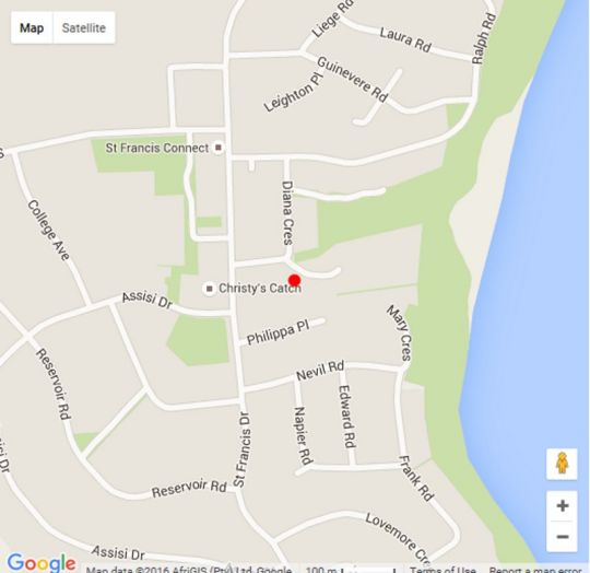 Map St Francis Bay Villas in St Francis Bay Cacadu (Sarah Baartman) Eastern Cape Zuid-Afrika