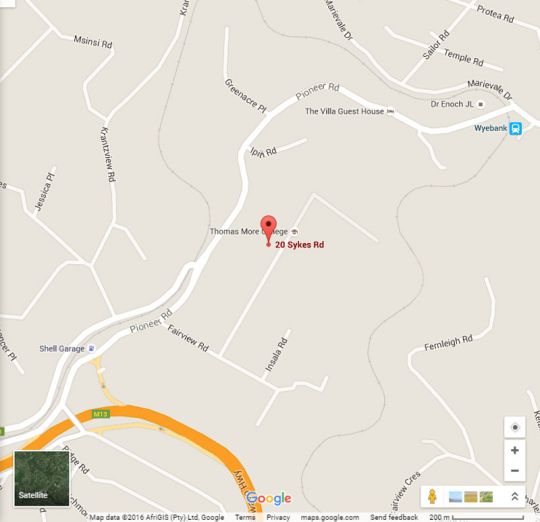Map Southey House in Kloof  Western Suburbs (DBN)  Durban and Surrounds  KwaZulu Natal  South Africa