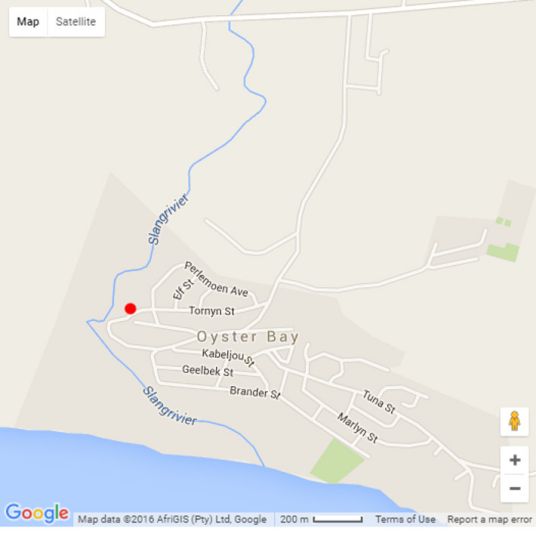 Map Oyster Kaya in Oyster Bay  Cacadu (Sarah Baartman)  Eastern Cape  South Africa