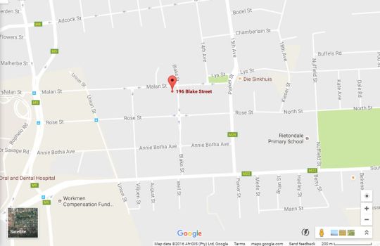 Map Oppi Hoek Guesthouse in Riviera  Moot  Pretoria / Tshwane  Gauteng  Afrique du Sud