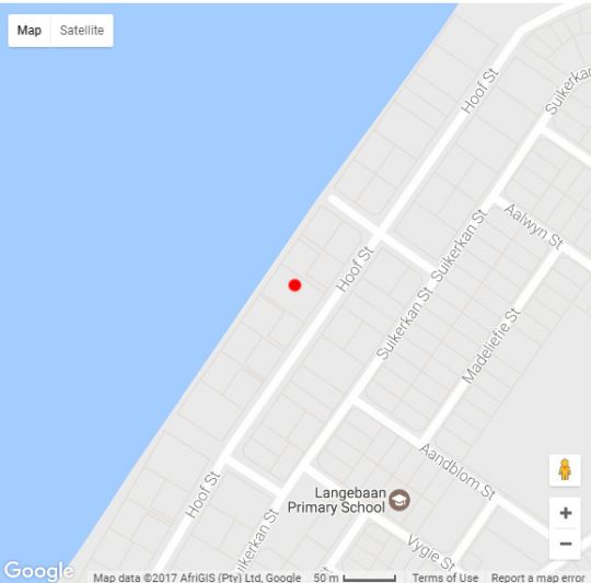 Map Langebaan Sea Cottages in Langebaan  West Coast (WC)  Western Cape  Afrique du Sud