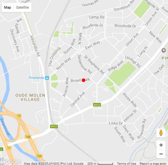 Map On Broadwalk Cottage in Pinelands  Southern Suburbs (CPT)  Kaapstad  Western Cape  Suid-Afrika