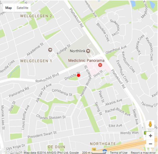 Map Vergenoegd Guest  House in Panorama (CPT)  Northern Suburbs (CPT)  Kapstadt  Western Cape  Südafrika