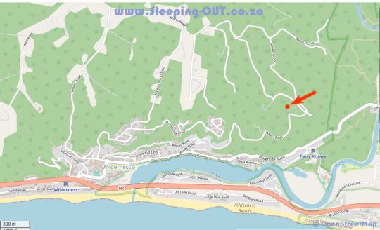 Map Wild Farm Backpackers in Wilderness  Garden Route  Western Cape  Suid-Afrika