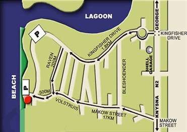 Map Myoli Beach Lodge in Sedgefield  Garden Route  Western Cape  Afrique du Sud