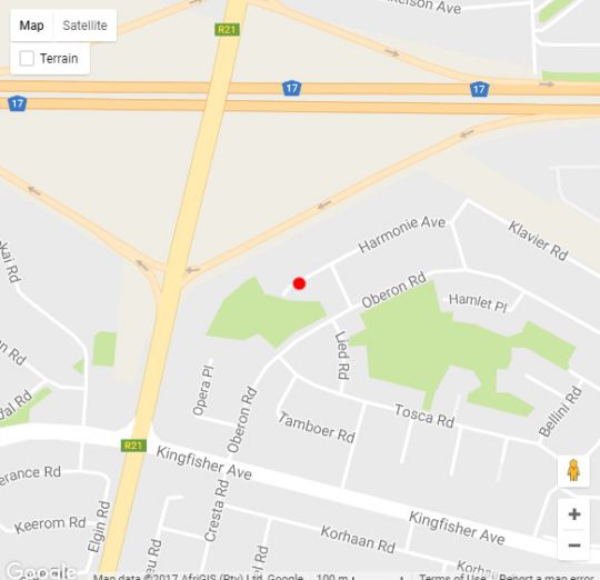 Map Sunward Guest House B & B in Boksburg  Ekurhuleni (East Rand)  Gauteng  Afrique du Sud