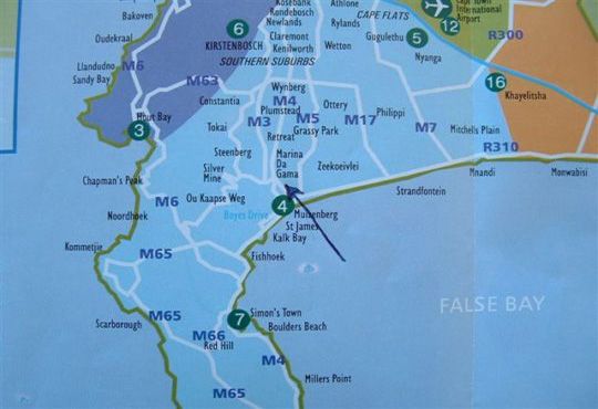 Map Waterways in Muizenberg  False Bay  Kapstadt  Western Cape  Südafrika
