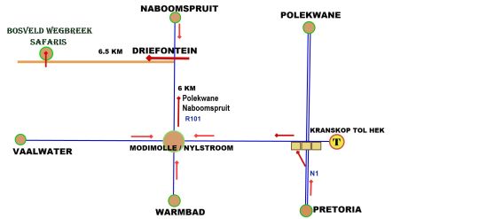 Map Bosveld Wegbreek Safaris in Modimolle  Nylstroom  Bushveld  Limpopo  South Africa