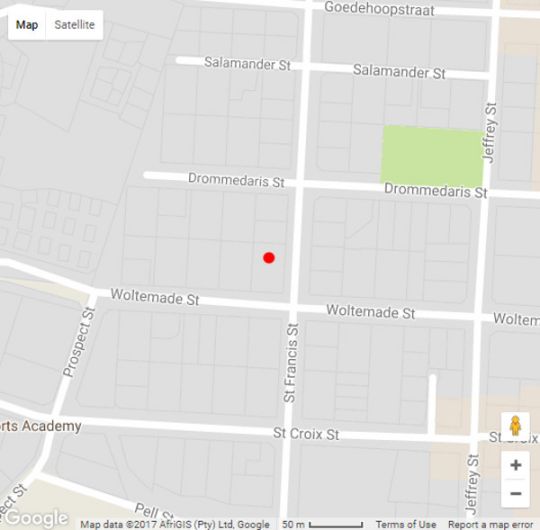 Map Mr Pell\'s House Self-Catering Accommodation in Jeffreys Bay  Cacadu (Sarah Baartman)  Eastern Cape  Suid-Afrika