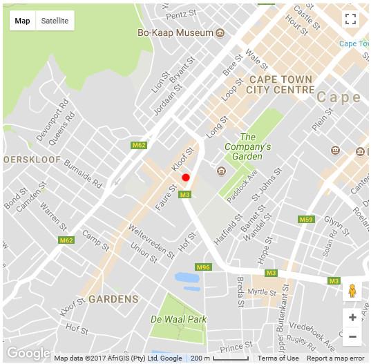 Map Oranjehof Studios in Kaapstad CBD  City Bowl  Kaapstad  Western Cape  Zuid-Afrika