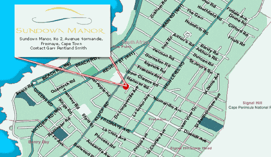 Map Sundown Manor in Fresnaye  Atlantic Seaboard  Kapstadt  Western Cape  Südafrika