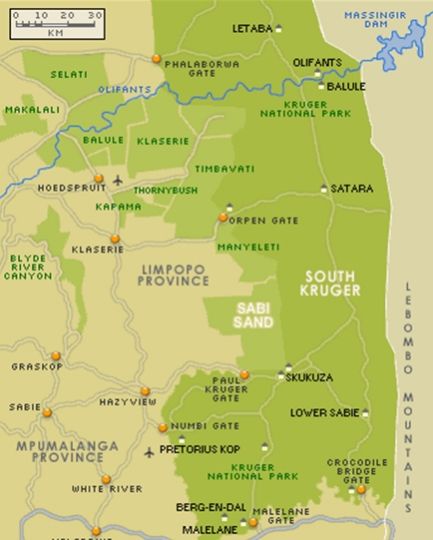 Map Parsons Hilltop Safari Camp in Balule Nature Reserve  Greater Kruger Park  Kruger National Park (LIM)  Limpopo  Südafrika