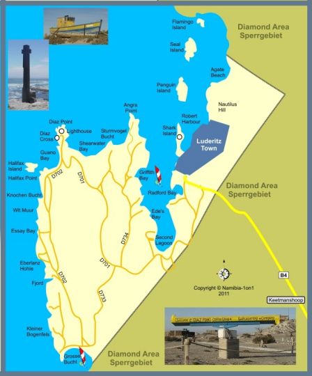 Map Self Catering Apartments in Historic Monument in Luderitz  Karas  Outjo
