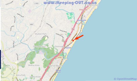 Map Barefoot Beach House in Doonside  South Coast (KZN)  KwaZulu Natal  Südafrika