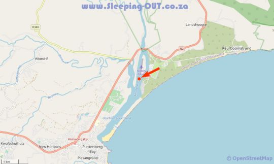 Map Keurbooms River Lodge in Plettenberg Bay  Garden Route  Western Cape  Suid-Afrika