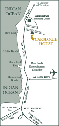 Map Carslogie House in Summerstrand  Port Elizabeth / Gqeberha  Cacadu (Sarah Baartman)  Eastern Cape  Südafrika