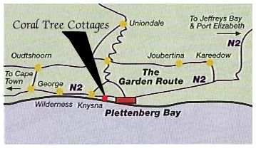 Map Coral Tree Cottages in Plettenberg Bay  Garden Route  Western Cape  Südafrika
