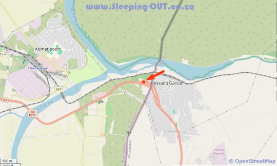 Map SleepOver Komatipoort in Komatipoort  Lowveld  Mpumalanga  Zuid-Afrika
